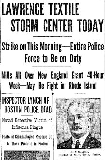 Lawrence strike announced in the New York Times, February 3rd, 1919