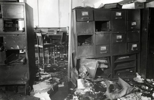 Aftermath of the population register of Amsterdam, March 28th, 1943. Photographer unknown. [Wikipedia]