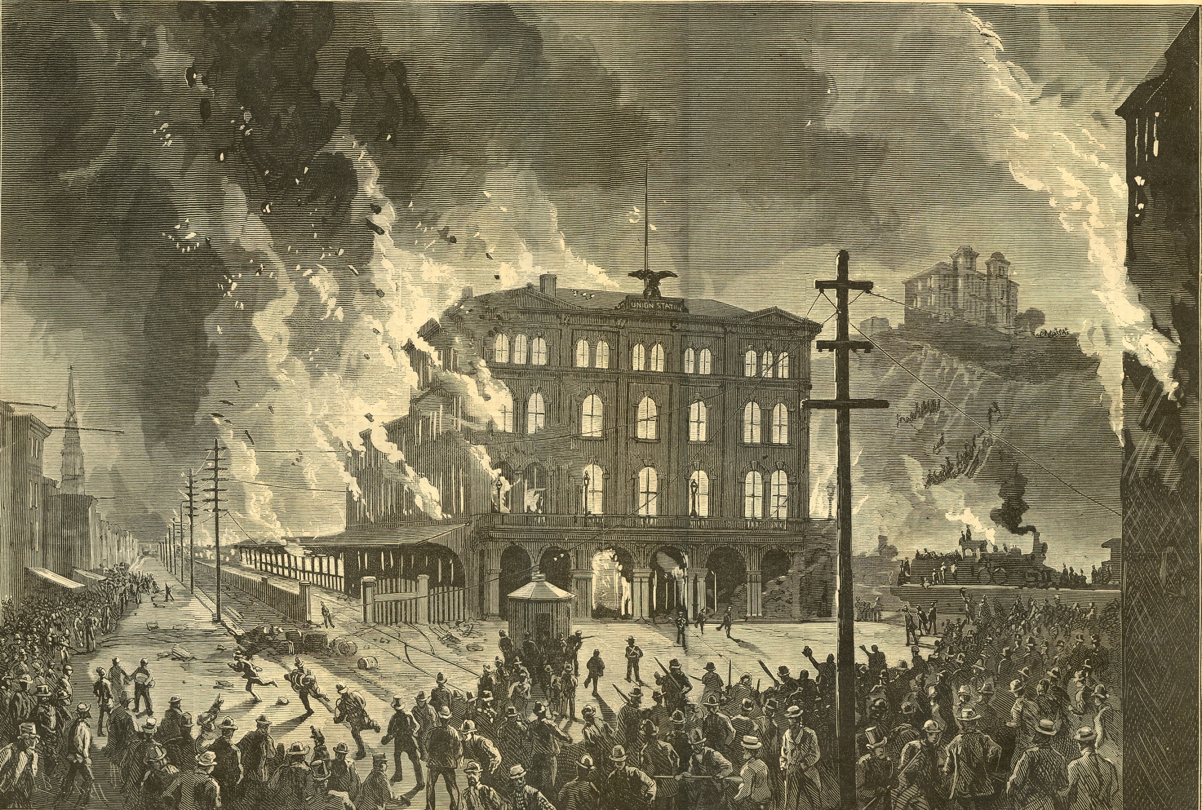 Pittsburgh Railway Strike (1877) The Pittsburgh Railway Strike began on this day in 1877 when more than 1,400 workers seized control of approximately 1,500 of their company's train cars, a labor...