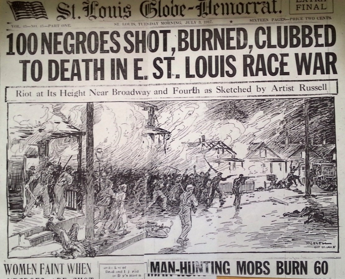 St. Louis Race Massacre (1917) On this day in 1917, white mobs in East St. Louis began indiscriminately killing black people, burning down homes with the families trapped inside, killing more than...