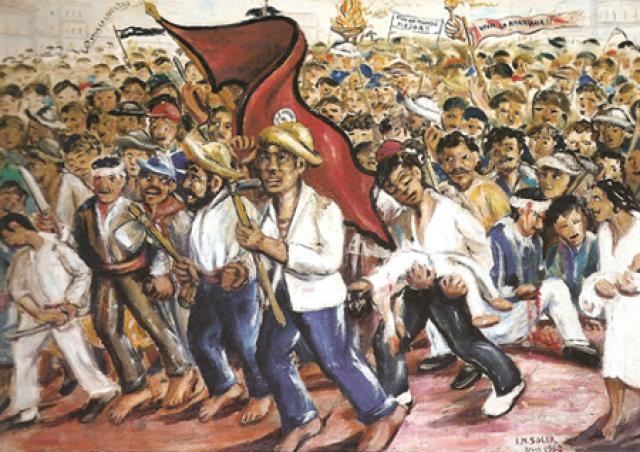 Painting depicting a communist uprising, unknown author and date [https://canalabierto.com]