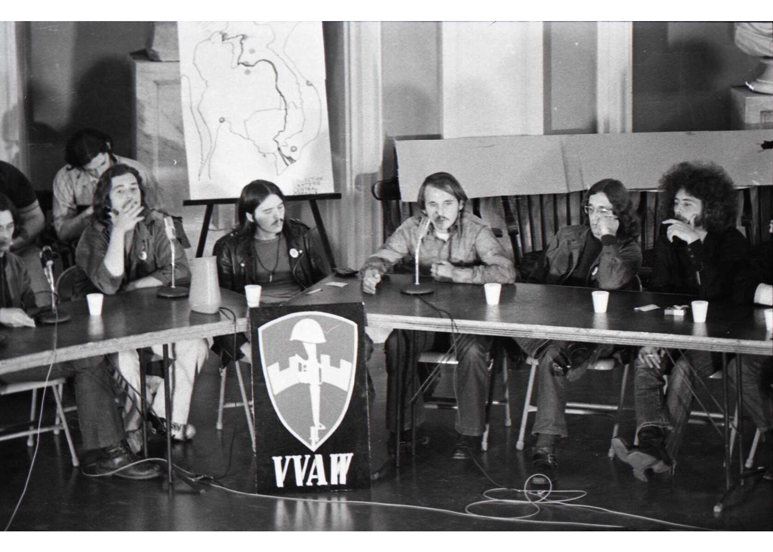 Veterans testifying at the Vietnam Veterans Against the War Winter Soldier Investigation on October 10th, 1971. Photo by Jeff Albertson [credo.library.umass.edu/]