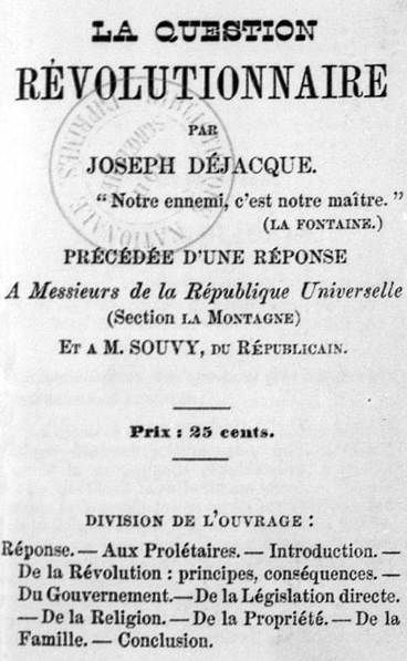 A photo of "La Question Revolutionnaire" by Joseph Déjacque