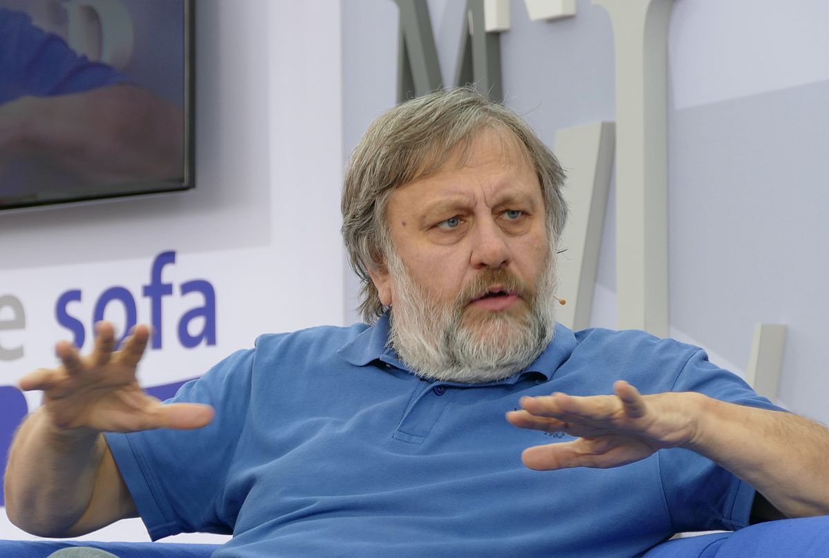 Slovenian philosopher Slavoj Žižek 2015 at the Bookfair of Leipzig presenting his new book "Some Blasphemic Reflexions" in 2015. Photo by Amrei-Marie [Wikipedia]