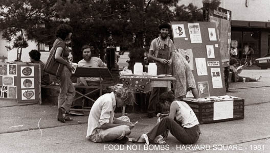 Food Not Bombs in Harvard Square, 1981 [foodnotbombs.net]
